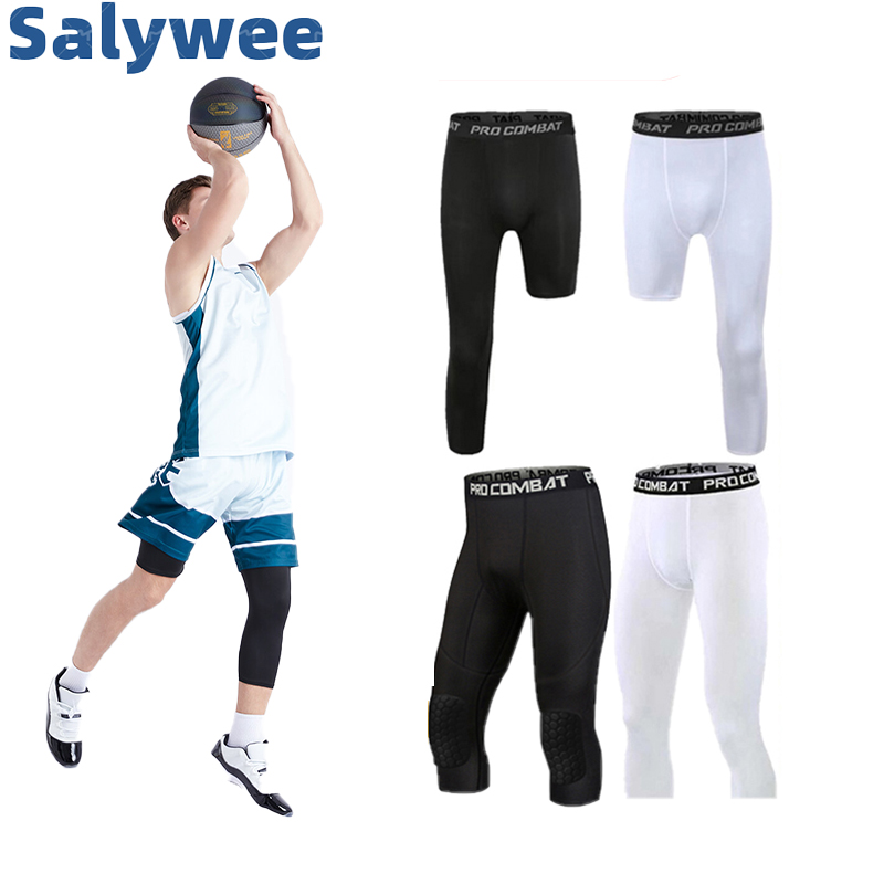 Salywee Men's Sports Basketball One-legged Trousers Pants Running Training  Fitness Pants