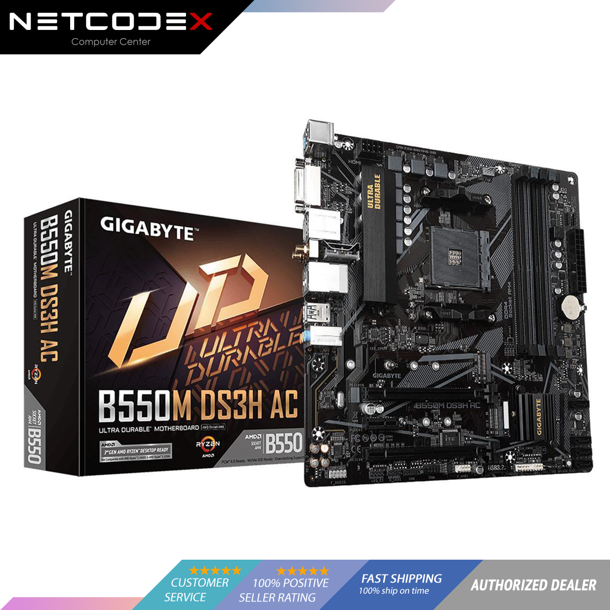GIGABYTE B550M DS3H AC AM4 AMD B550 SATA 6Gb/s Intel WIFI Micro ATX AMD