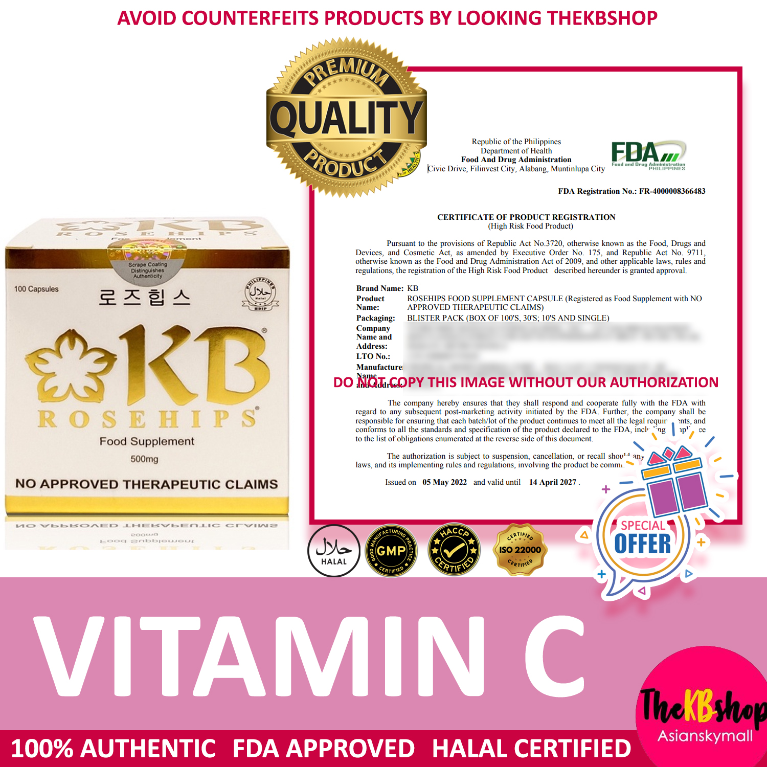 KB Rosehips Vitamin C 100 Capsules x 500mg | Lazada PH