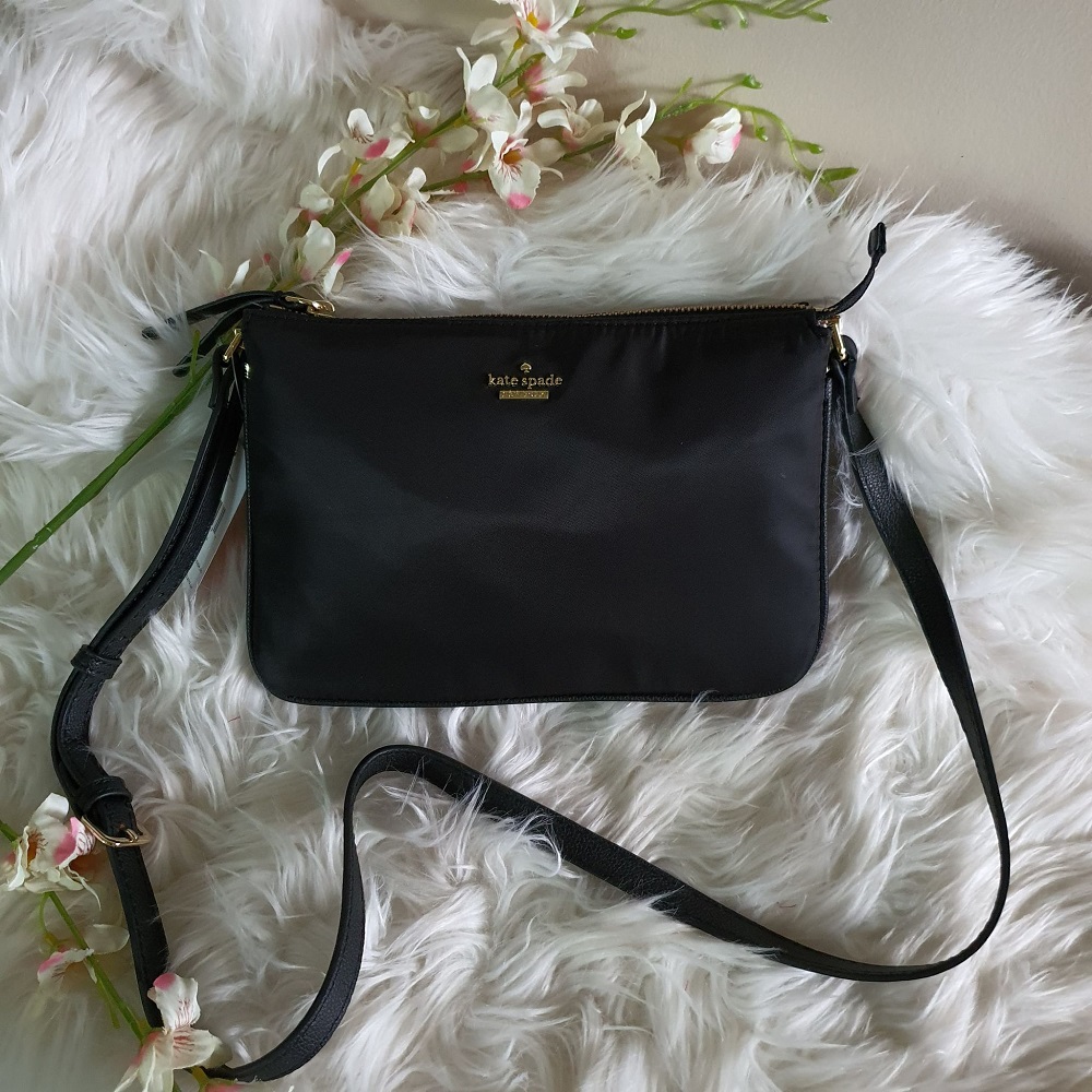 Limited Edition Kate Spade Crossbody Bag Basic Zip Nylon Chic - Black Plain  | Lazada PH