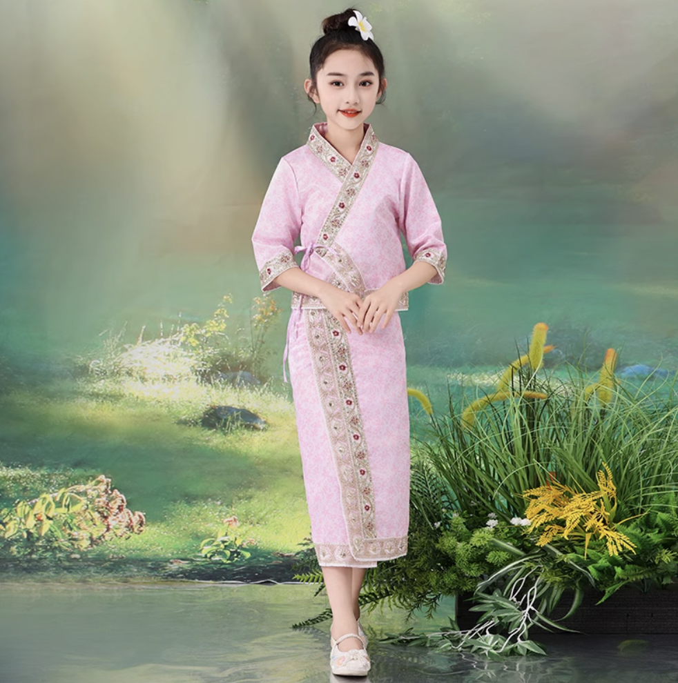 Myanmar Dress Simple Sunday Dress Designs Myanmar Malaysia Indonesia Costume  For Girls SEA Traditional Attire United, image size:982x990