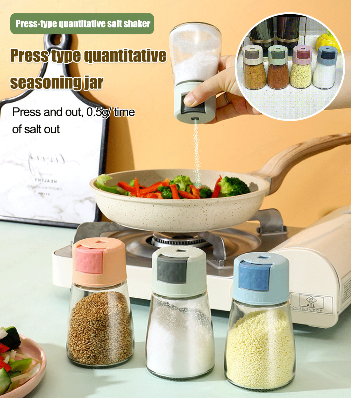 Glass Salt Shaker Dispenser, Precise Quantitative Seasoning Bottle, Press  Once to Accurately Sprinkle 0.5 Grams of Measuring Salt Shaker Suitable for