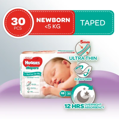 Huggies Platinum Diapers Newborn - 30 pcs x 1 pack (30 pcs) - Tape Diapers