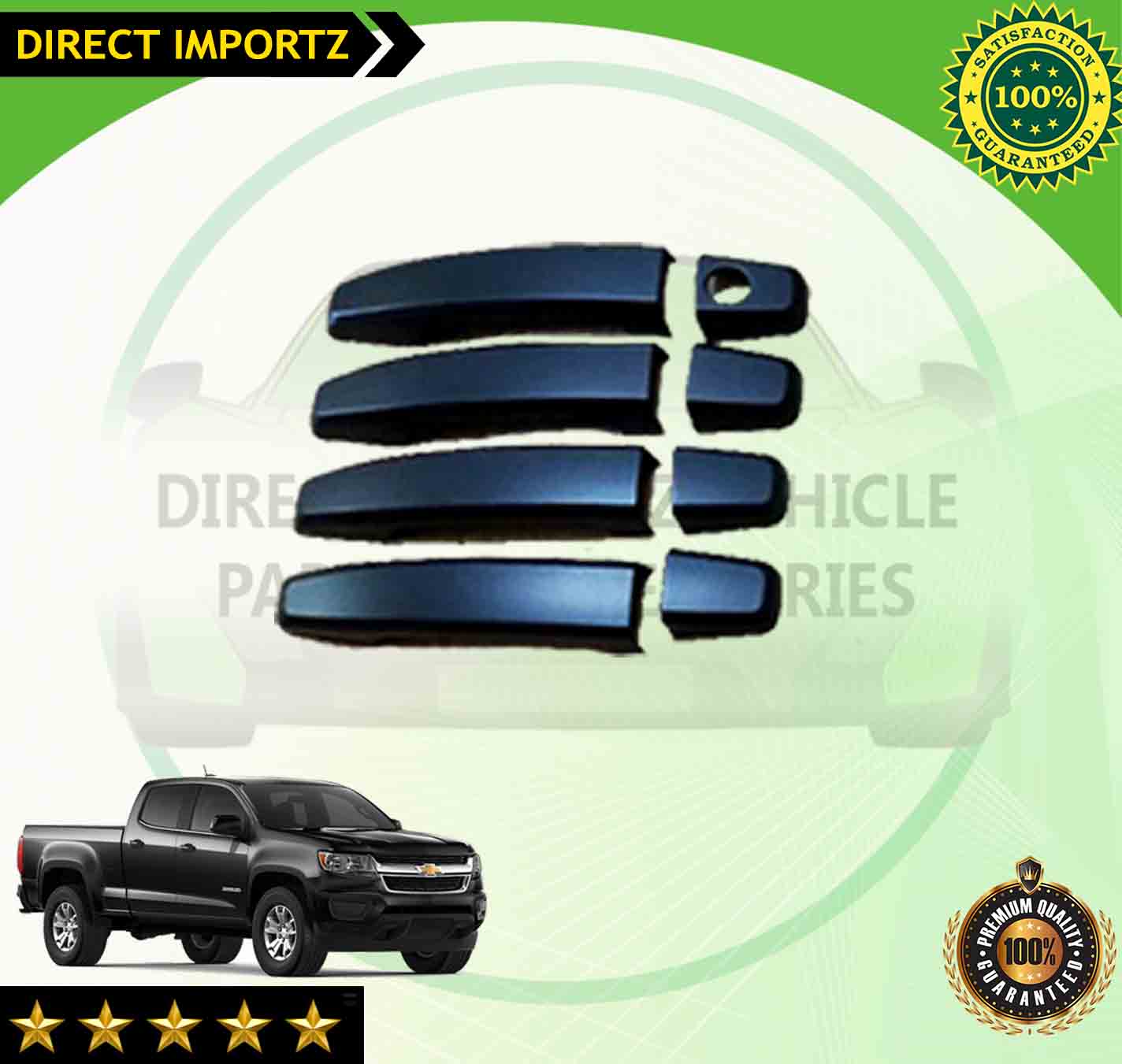 Matte Black Door Handle Cover Trim For Chevrolet Colorado 2015-2025 – Without Smart Key