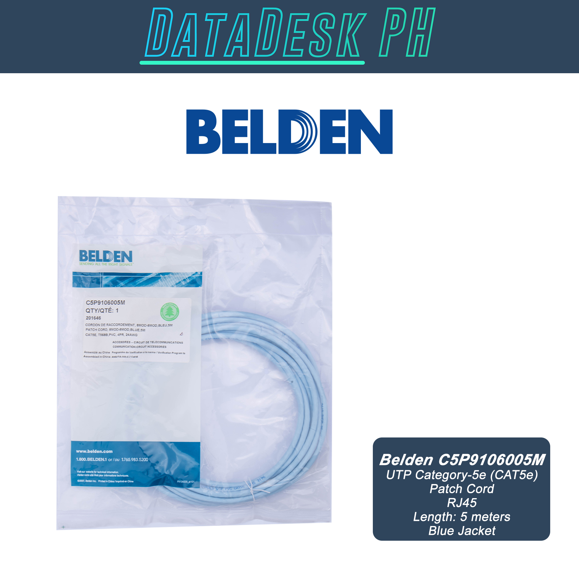 [GENUINE] BELDEN LAN Cable CAT5e Patch Cord 1m/2m/3m/5m Lazada PH