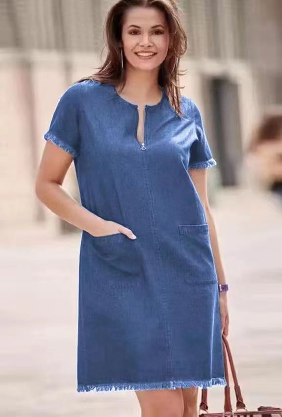 jona fashion#8618 denim dress casual dress bangkok dress ootd wear plus  size for women w/ side pocket | Lazada PH