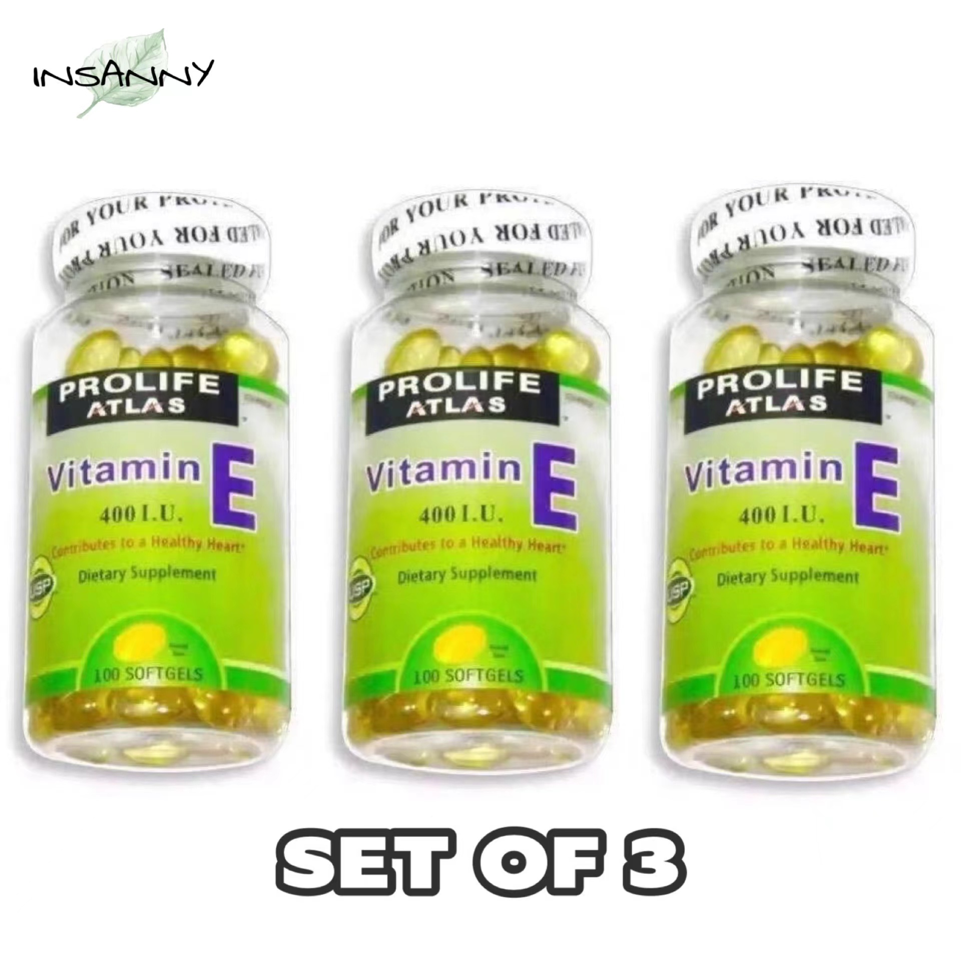 SET OF 3 (PROLIFE) Atlas Vitamin E 400IU (100 Softgels) Lazada PH