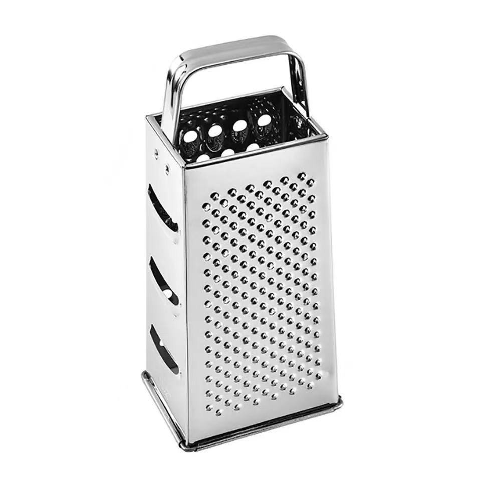 4-Sided Stainless Steel Box Cheese Carrot Food Grater Shredder 21.5*8.5cm  Silver