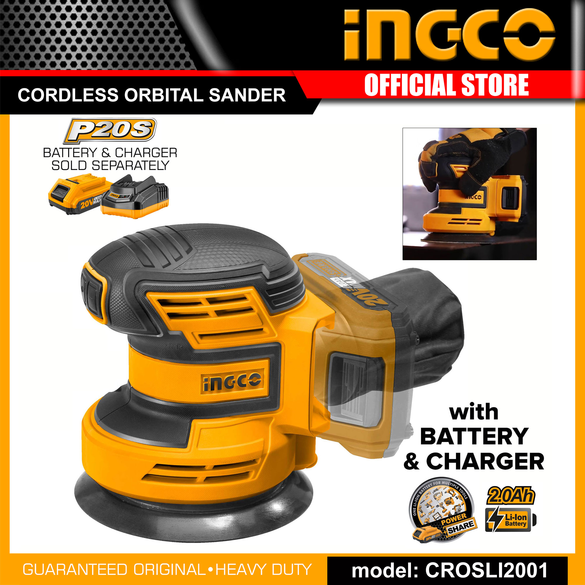 Ingco CROSLI2001 + FBLI2001 + FCLI2001 20V LithiumIon Cordless Random