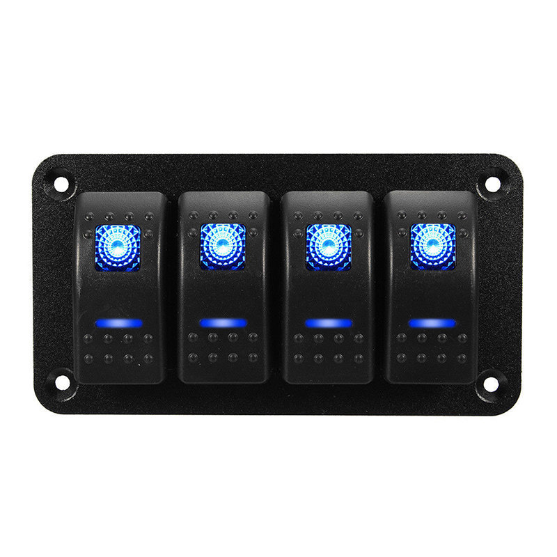 QZ 4 Gang Dual LED Switch Panel Light Bar Car Caravan Marine Boat Rv