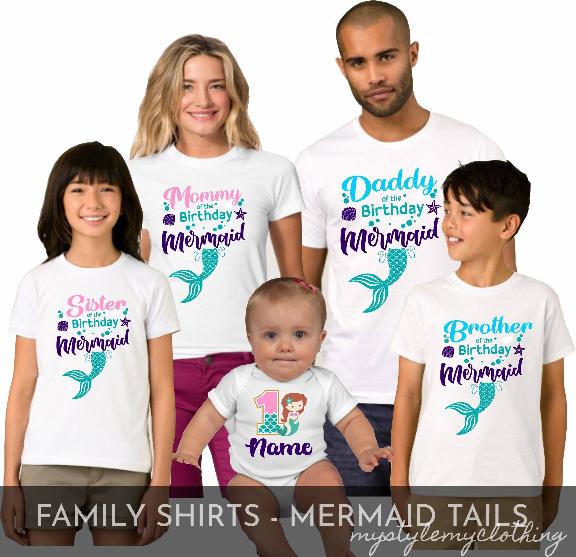 Mermaid Birthday T Shirt,Matching Family Shirt,Personalized T Shirt,Birthday Gift,Custom Shirt,Family Mermaid Birthday,Birthday Girl Party