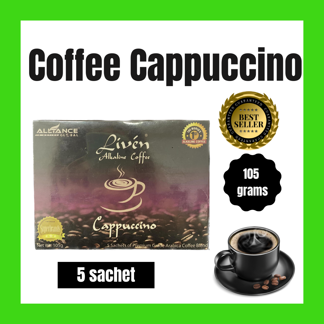 Liven Alkaline Cappuccino Coffee Flavor 105 grams (5 sachet) Slimming