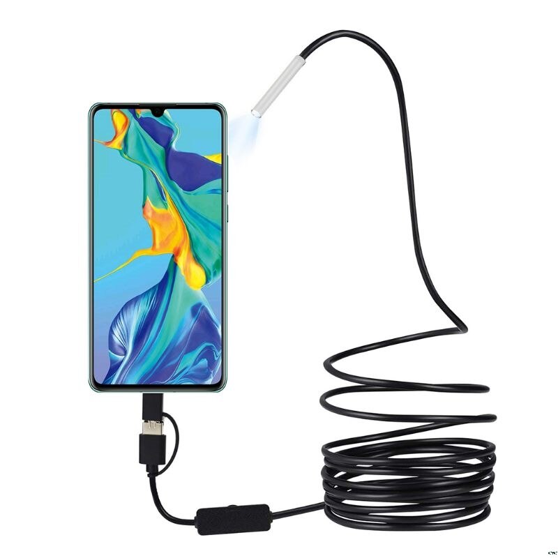 USB Endoscope 3 in 1 Borescope 3.9mm Ultra Thin Waterproof Camera Micro USB and Type C for Android Phone Windows PC Mac