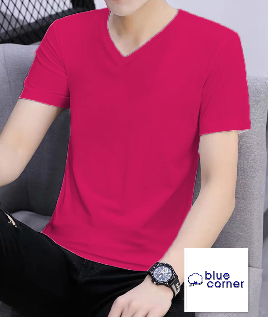 Blue Corner Vneck Tshirt for Adult Unisex Fushia Pink Lazada PH