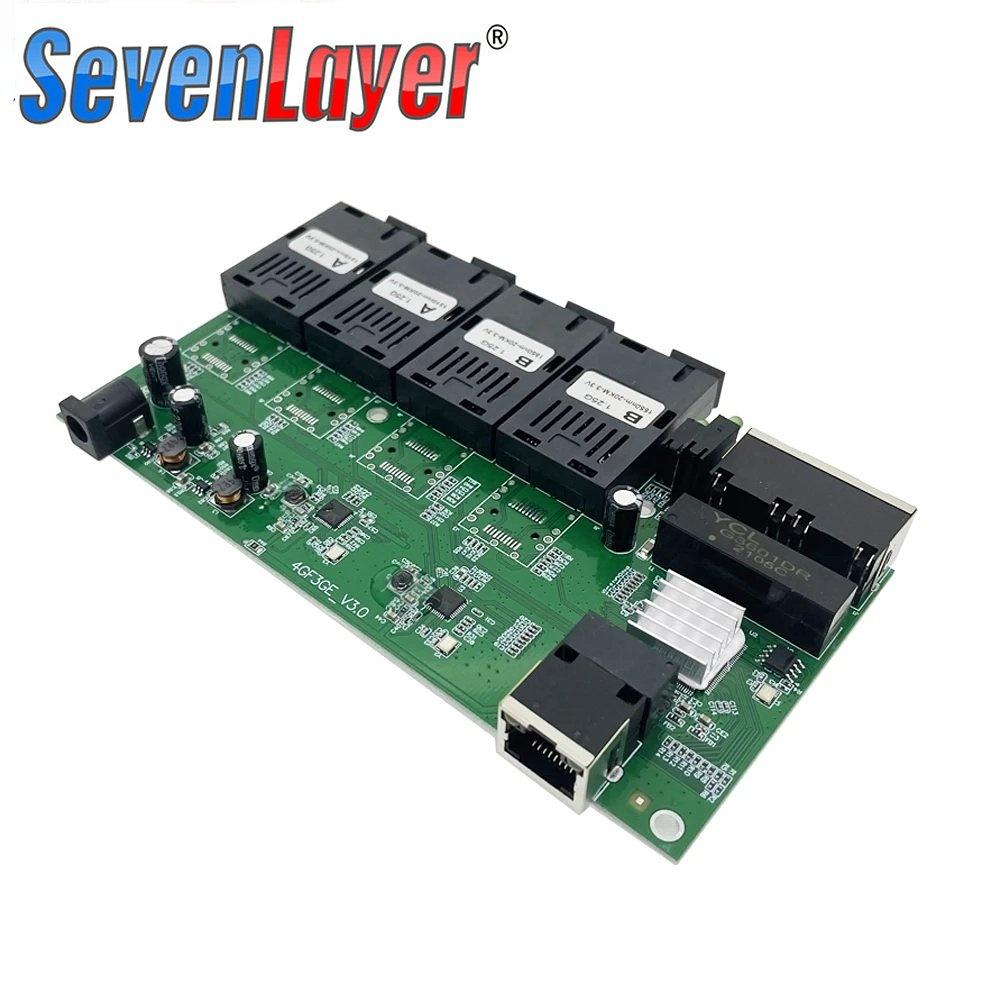 Fiber Optical switch 4G3E Gigabit Ethernet Switch Single Mode Single Fiber PCBA