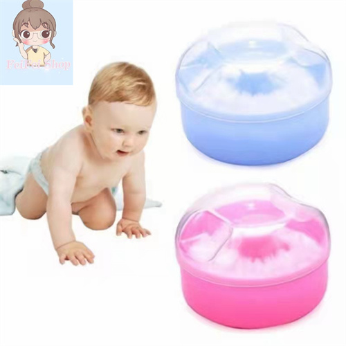 CFF💎Baby Powder Case with Powder Puff Round Baby Body Cosmetic Powder