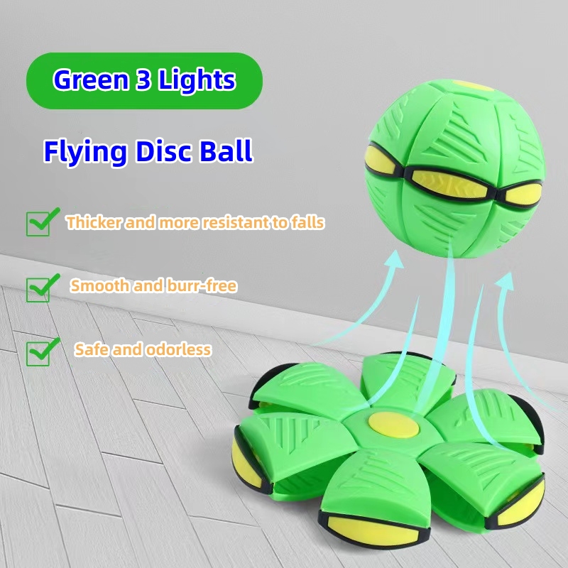 Kids Flat Throw Disc Ball Flying UFO w/ Led Light For Children's Toy
