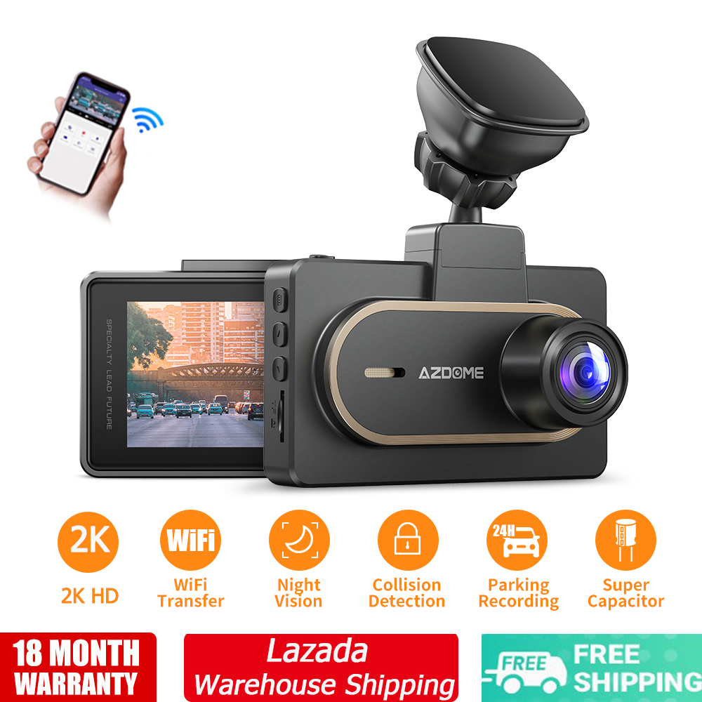 AZDOME M27 2K Car Dash Camera With QHD 2560x1440P, APP Control /WiFi , Full  HD 3 Inch Monitor Screen, Night Vision, WDR, Parking Monitor, G-Sensor Car  Dash Cam