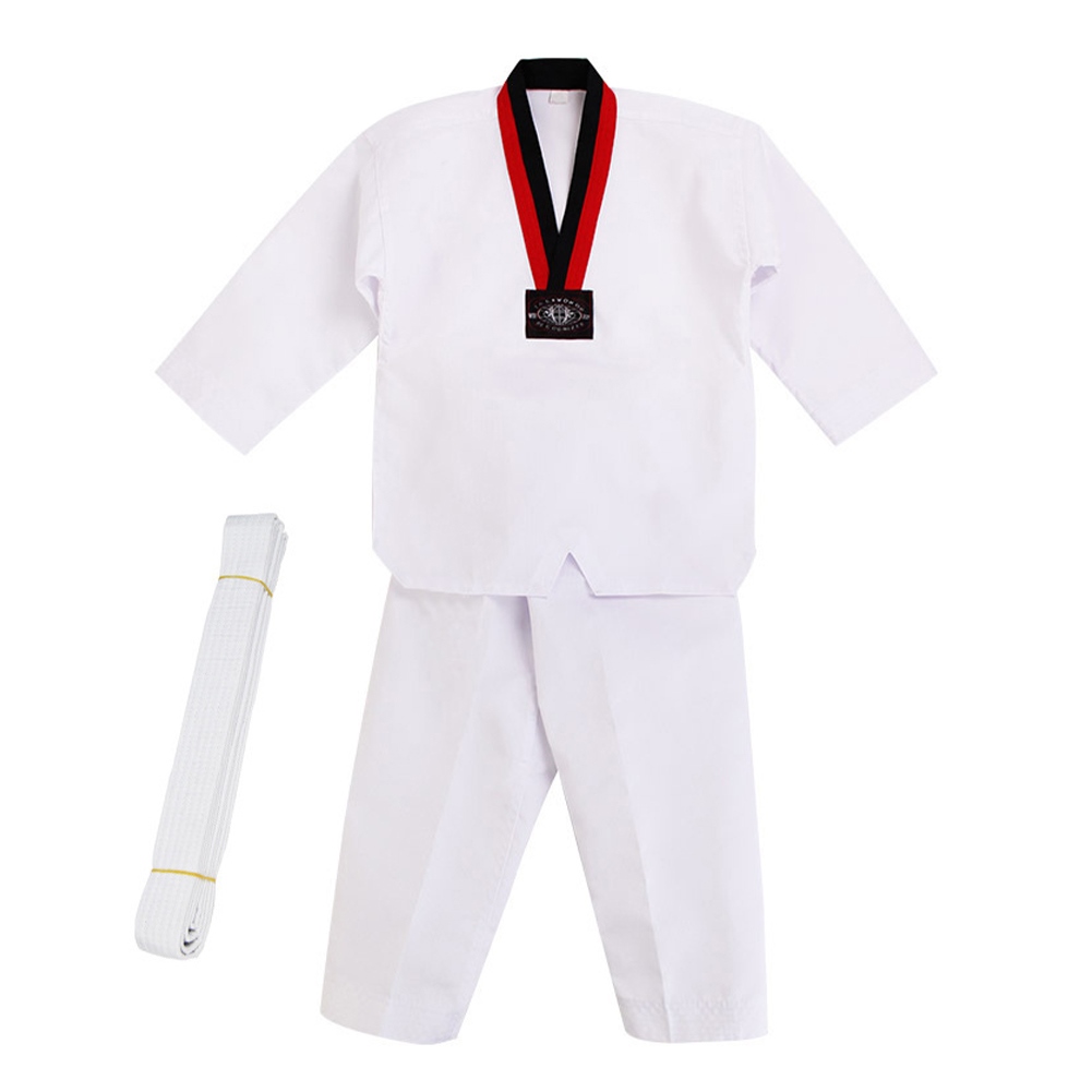 HNB Taekwondo V-Neck White Complete Uniforms With White Belt taekwondo ...