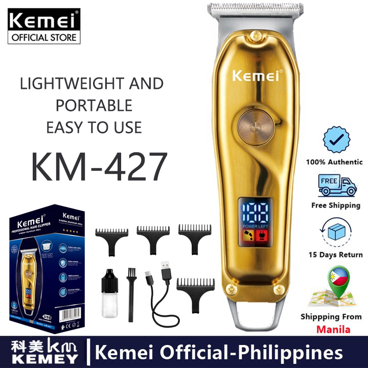 Usb Electric Hair Trimmer Rechargeable Shaver Razor Kemei Km-427 Led  Digital Display Cordless Adjustable Clipper