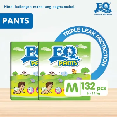 EQ Pants Mega Pack Medium (6-12 packskg) - 66 pcs x 2 packs(132 pcs) - Diaper Pants
