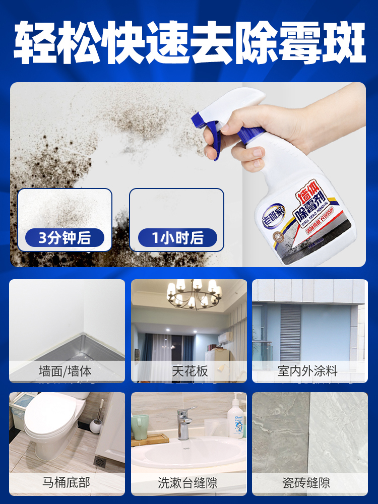 Wall Odor Eliminator Removing Mildew Spot Mold Cleaning Mildew