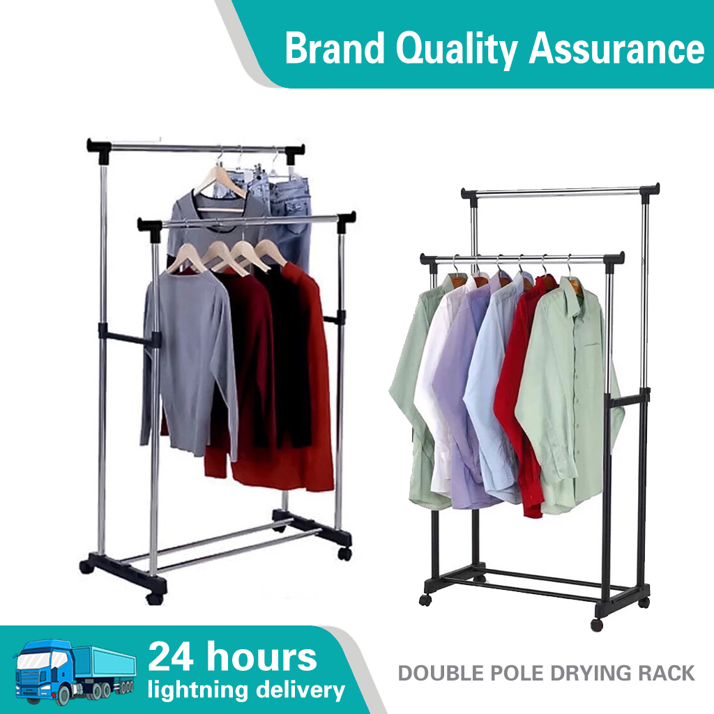 Double Pole Clothes Rack For Clothes Organizing Lazada PH