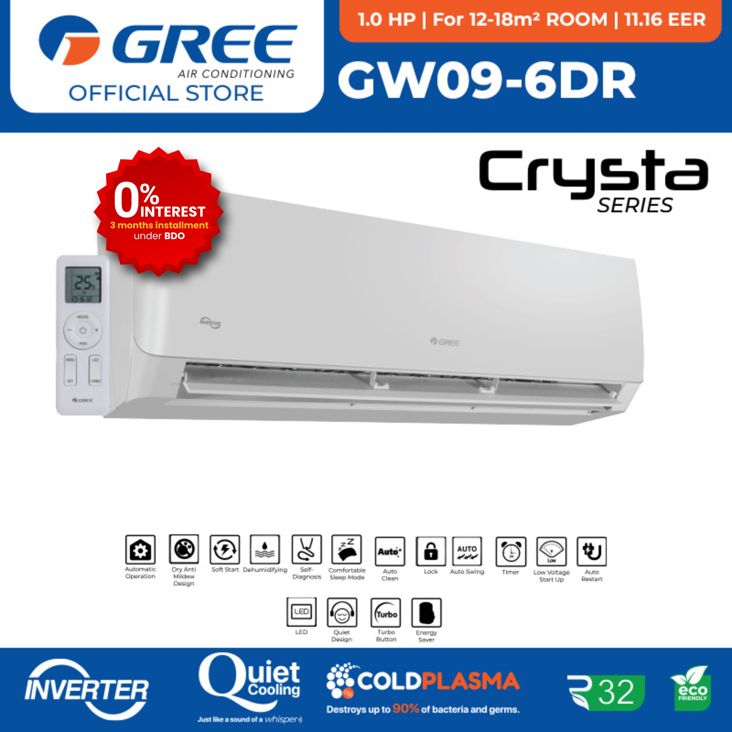 Gree GW09-6DR HP Wall Mounted Split Type Inverter Aircon