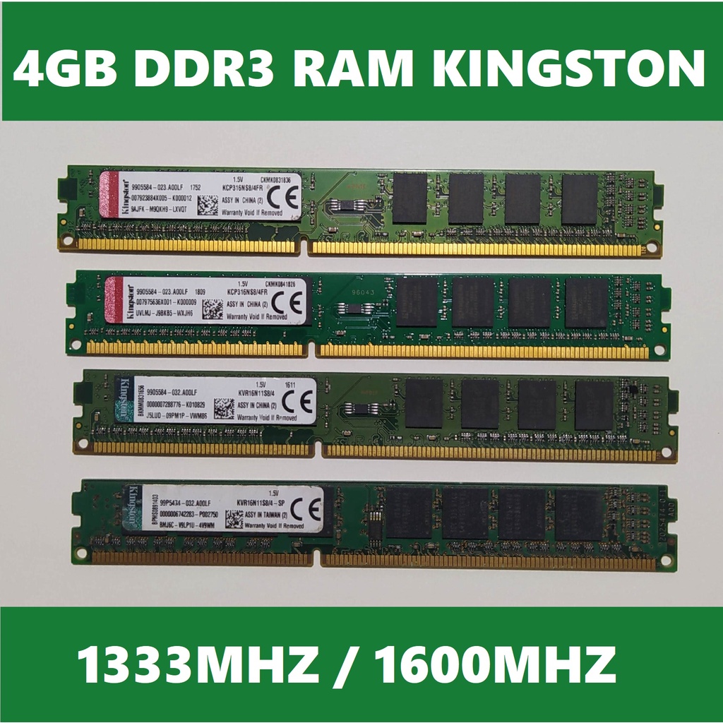 used 4GB DDR3 RAM stick memory for desktop kingston 1333 1600 low