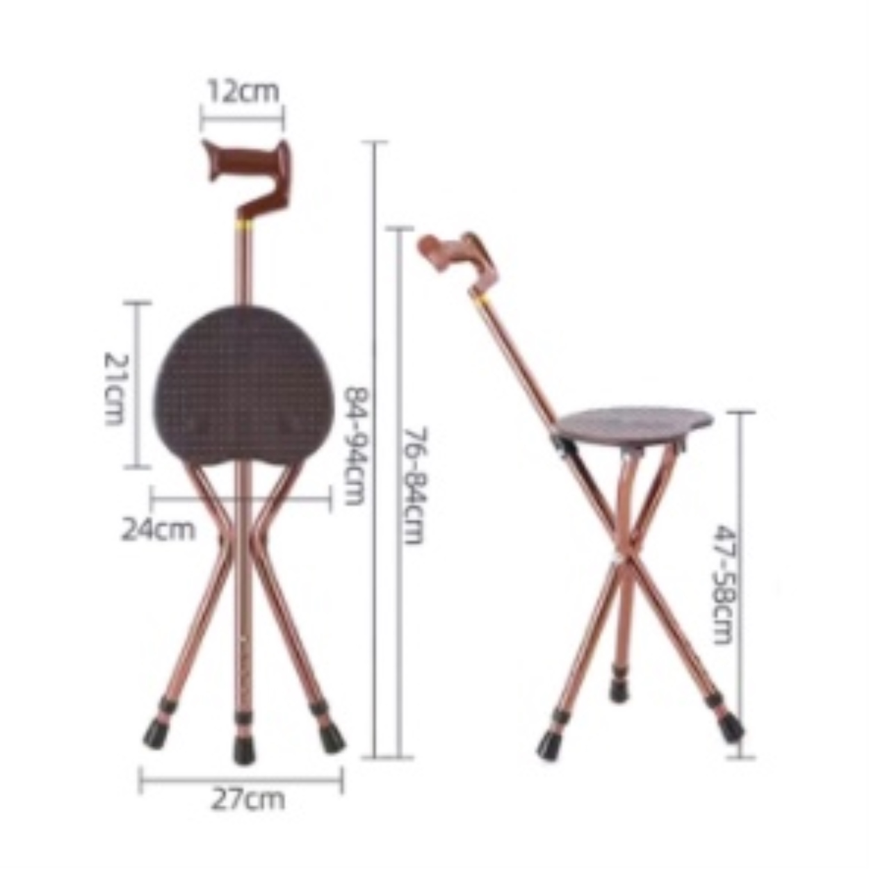 Elderly crutches chair medical crutches folding chair with seat stool