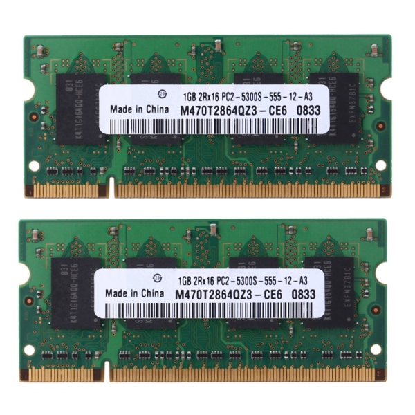 2X DDR2 1GB Notebook RAM Memory 677Mhz PC2-5300S-555 200Pins 2RX16 SODIMM Laptop Memory for Intel AMD