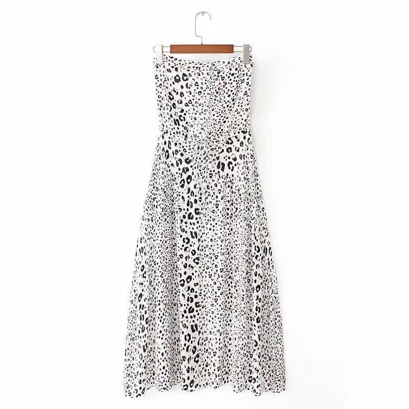 Leopard Print Tube Midi Dress Lazada PH