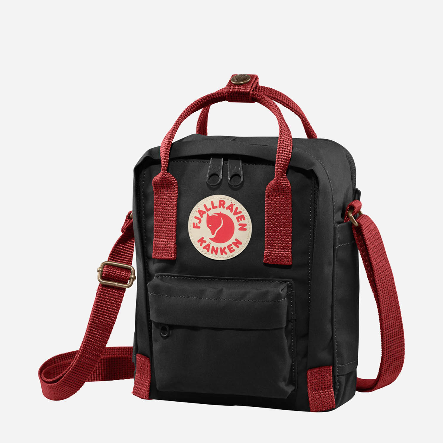 kanken black with red straps