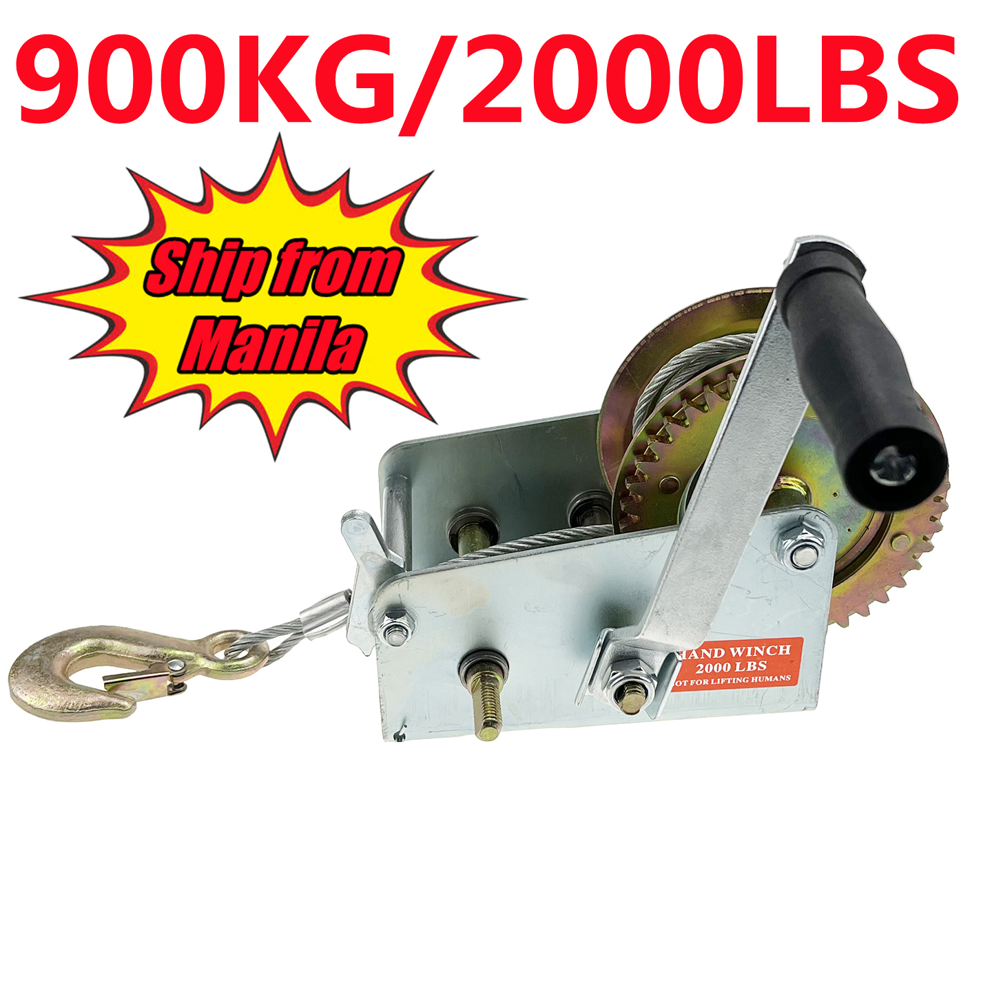 【LOCAL SELLER】Auto Brake Hand Winch with 10m Cable, 2000LBS Capacity