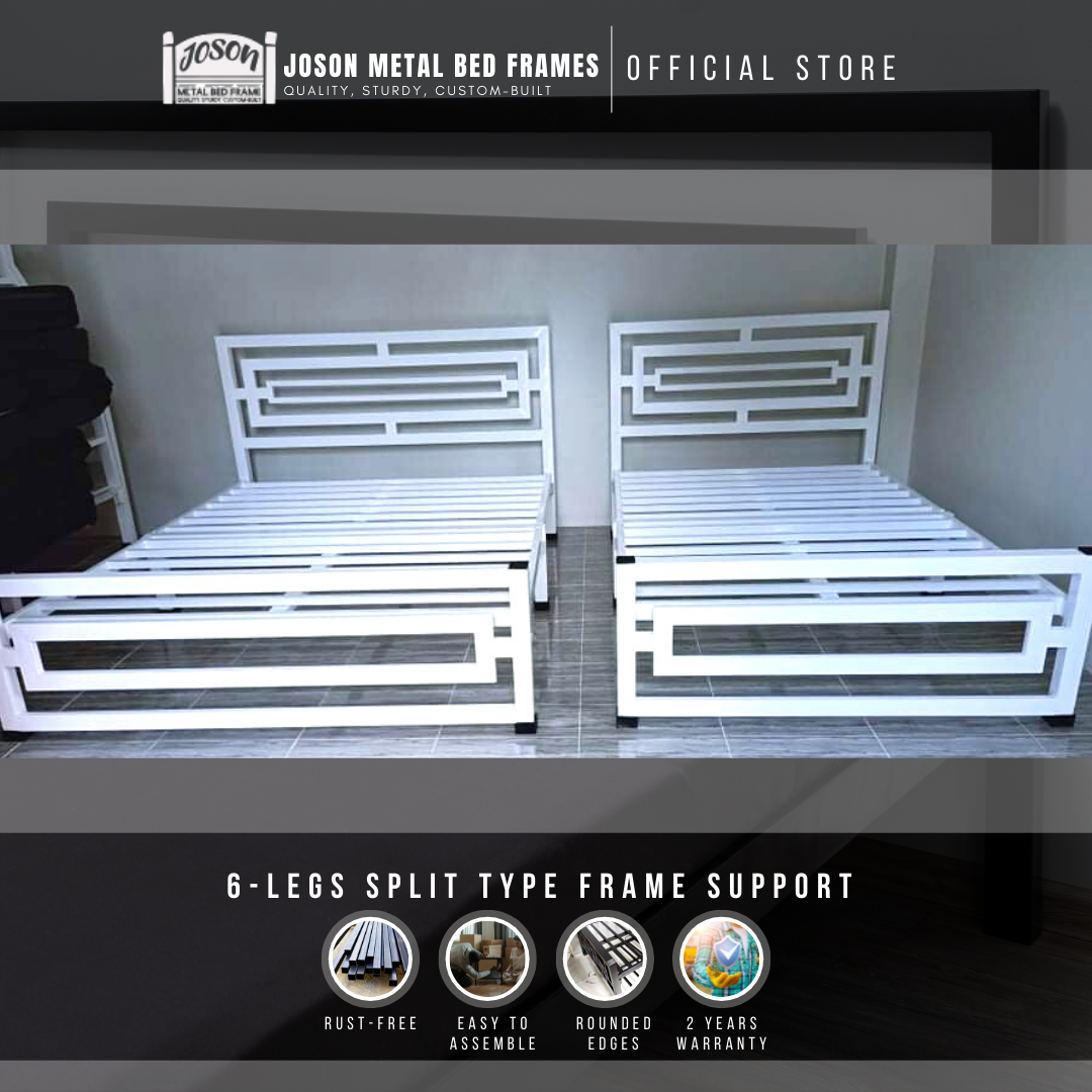 Joson RIDDLE Bed Frame Double, heavy duty, steel bed frame, white bed