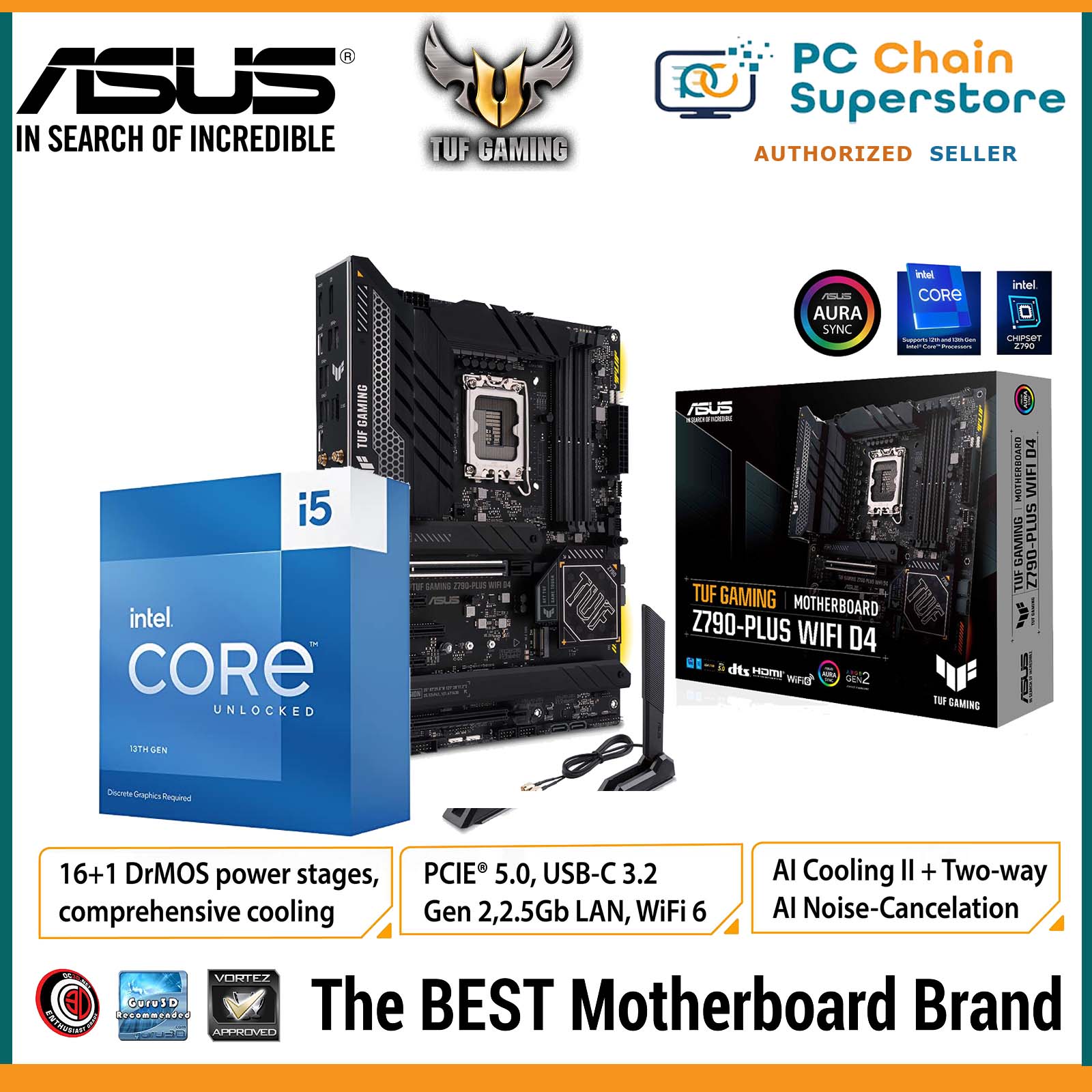 Bundle) Intel i5-13600KF 13th Gen 14 Cores Upto 5.1Ghz LGA1700