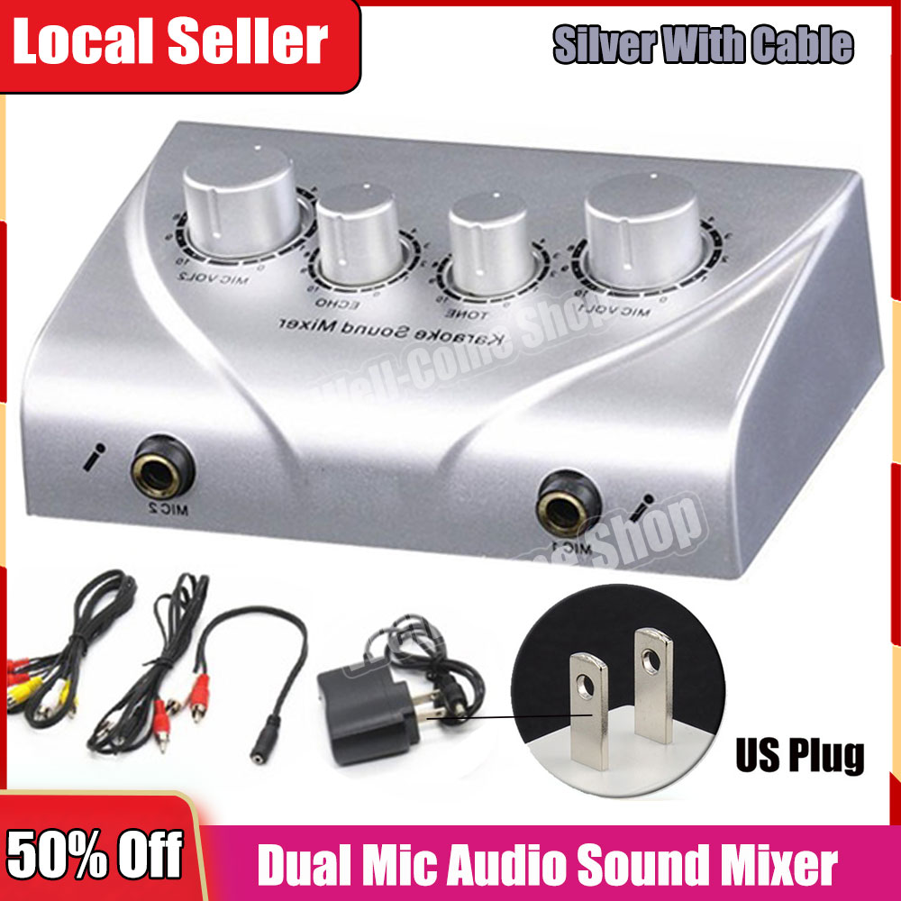 Amplifier Preamp Karaoke Reverb Sound Mixer Dual Mic Inputs For