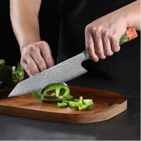 TURWHO Professional Damascus Chef Knife 8, 67 Layer Damascus Steel  Handmade Forged Kitchen Knives Salmon Knife Slicing Knife Sharp Blade  Cleaver Japanese Damascus Steel Sashimi Knife Sushi Knife Fish Knife Beef  Raw