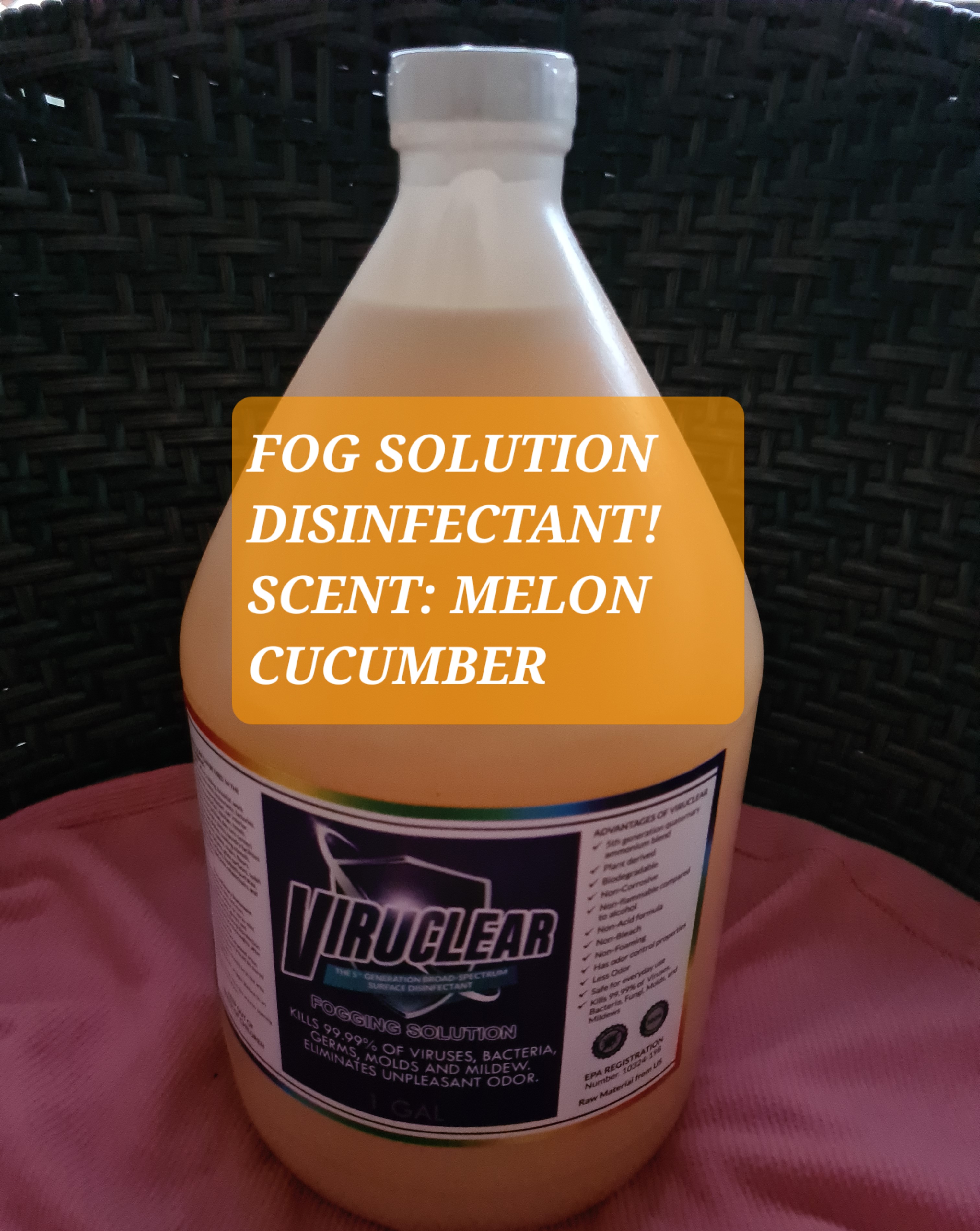 FOG MACHINE DISINFECTANT SOLUTION (1 GALLON), ORGANIC , VIRU CLEAR