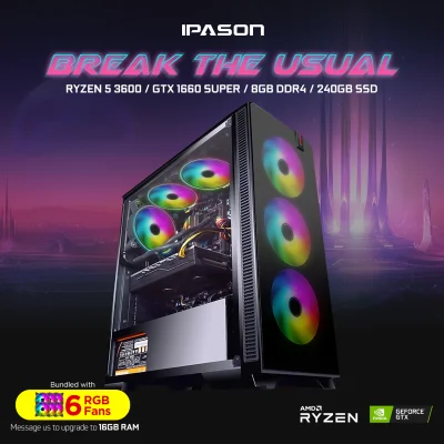 Ipason New Product Ryzen 5 3500X 6 Core 6 Threads 3600 6 Core 12 Threads 7nm 3.6Ghz RTX 3060 2060 GTX 1660 Super 6G GT 1030 2G DDR4 3000 8G 240G SSD Gaming Desktop Computer