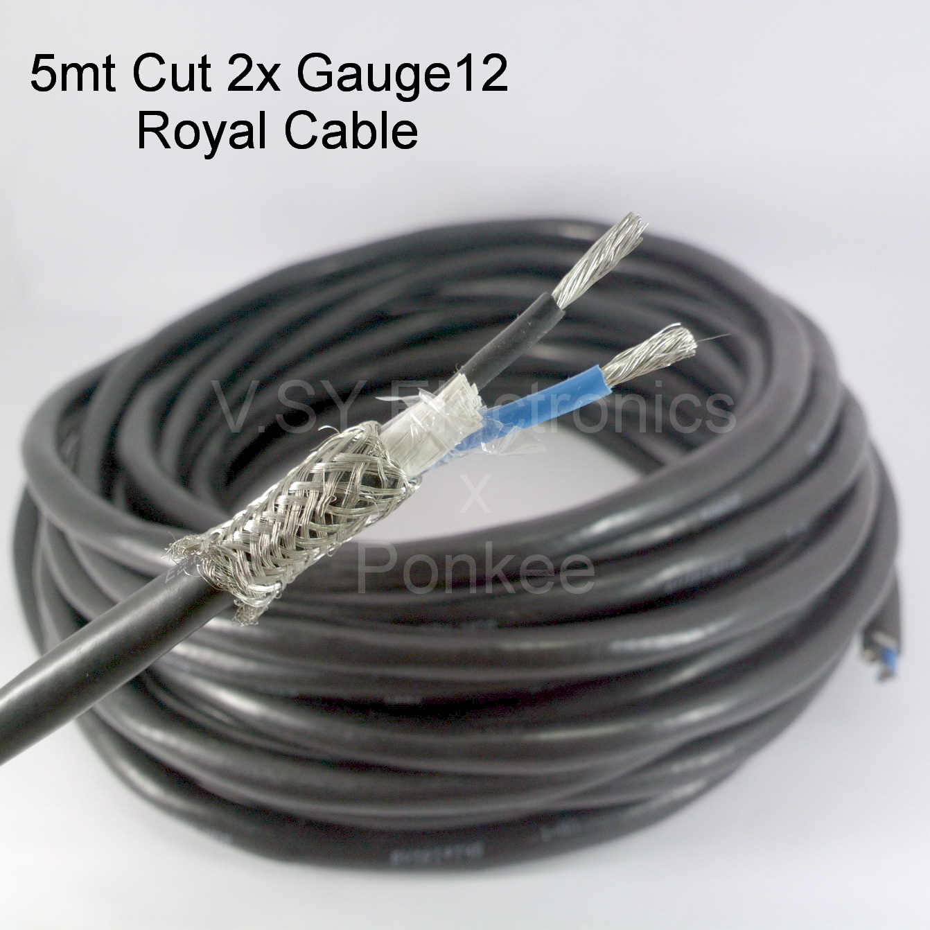 5mt Cut 2x Awg12 2 Core Gauge 12 Royal Cable Solar Cable Speaker Wire