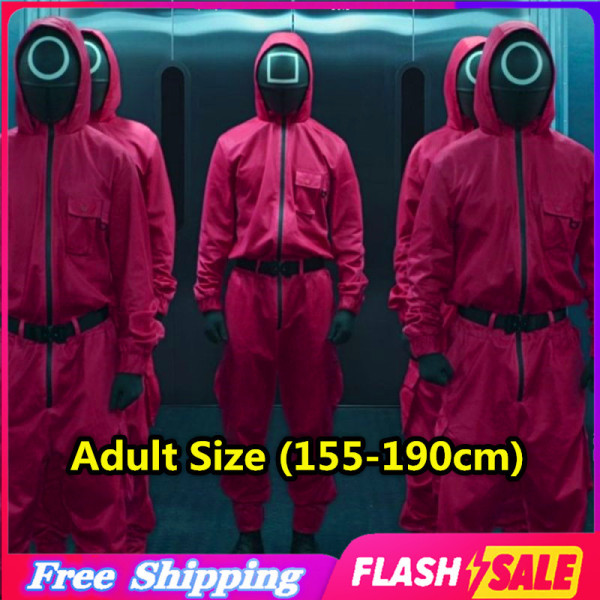 Halloween Squid Game Cosplay Costume Set Unisex Jumpsuit Jacket Sportswear Clothing Coat Hoodie Suit + Belt+Gloves