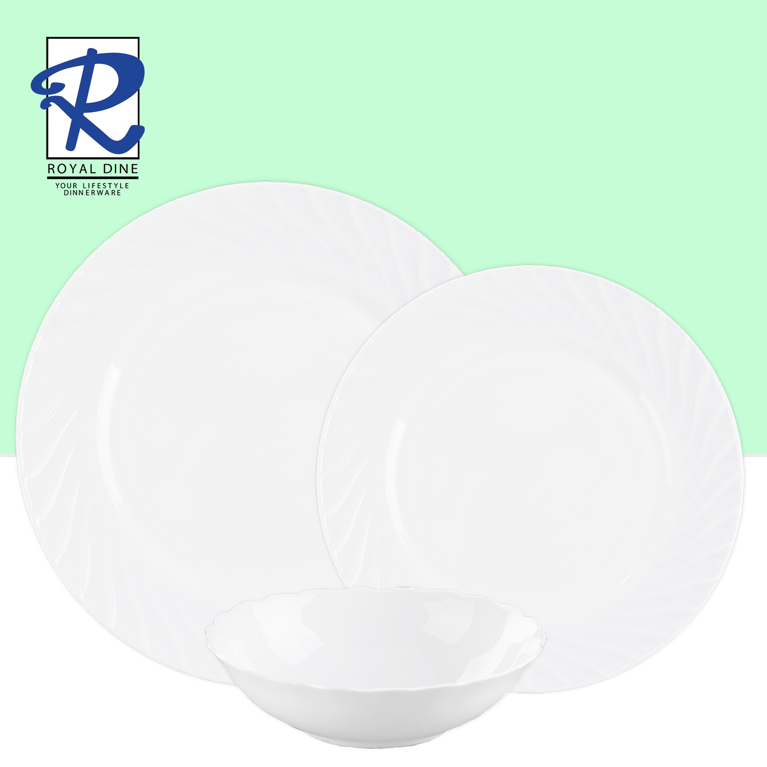 Royal Dine 6pcs Tiffany Opal White Dinner Set Plates Bowl CROY461