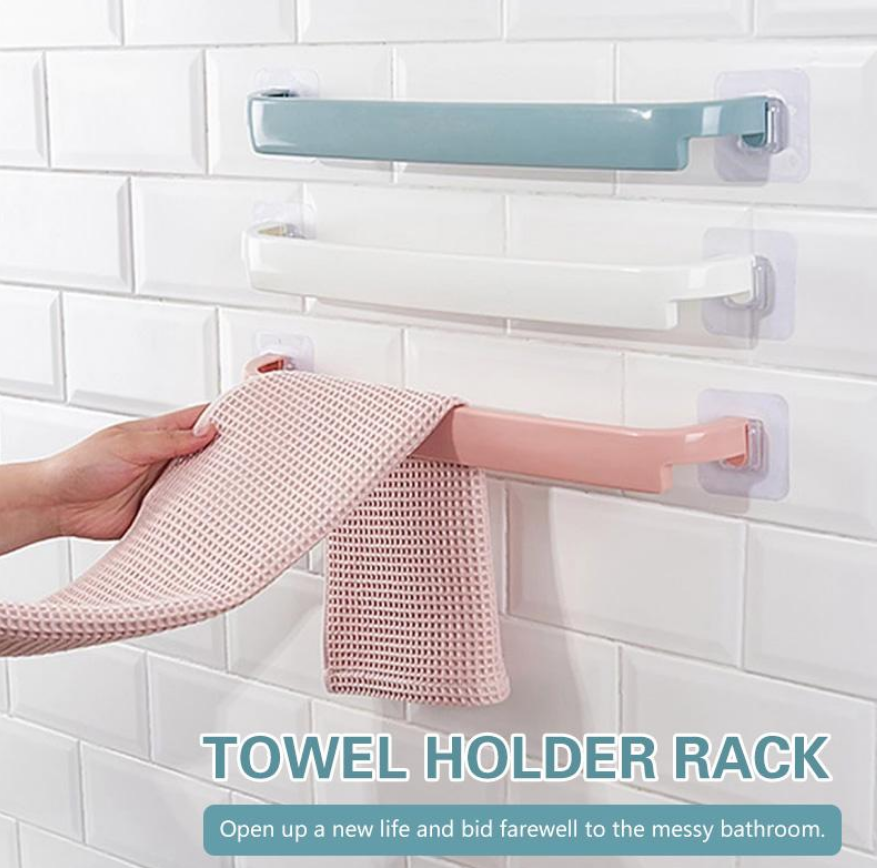 Selfadhesive Towel Holder Rack Wall Mounted Towel Hanger Bathroom Towel Bar Shelf Roll Holder