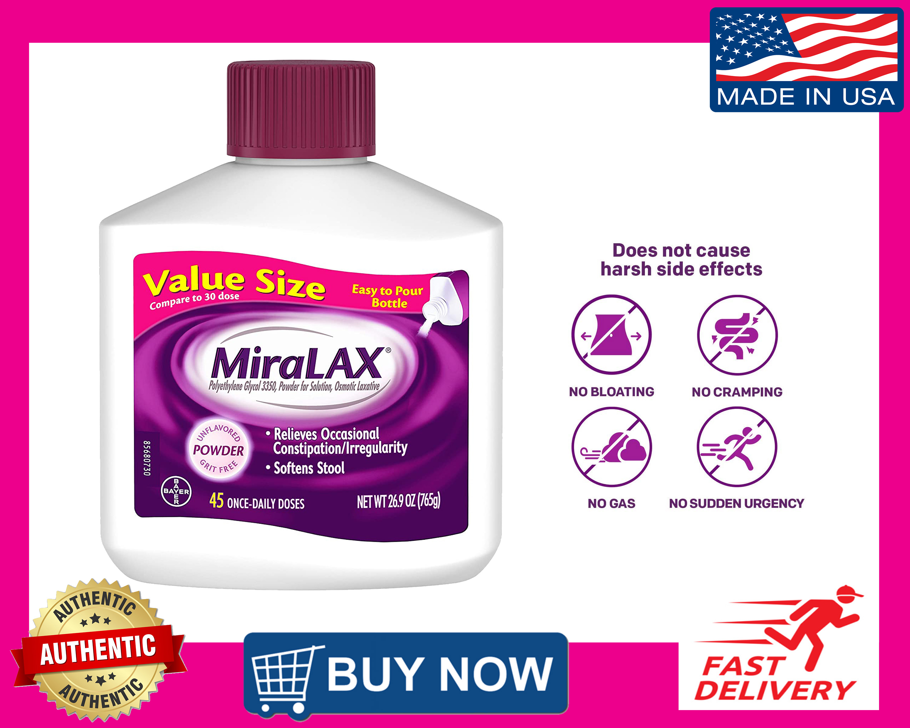 Miralax Osmotic Laxative Relieves Occasional Constipation Softens Stool Unflavored Value Size Lazada Ph