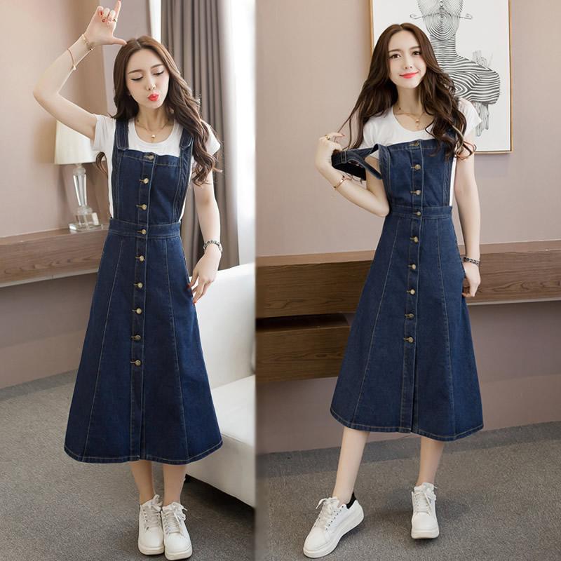 denim dress korean style