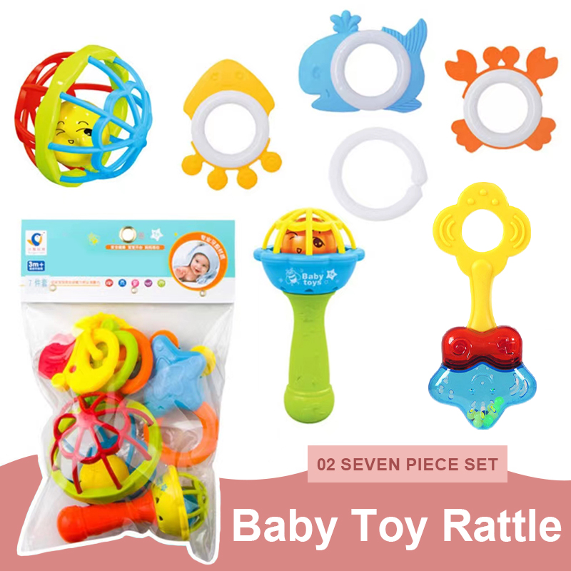 Rattle Set With Teether For New Born Baby - Non-Toxic (7pc) Rattle