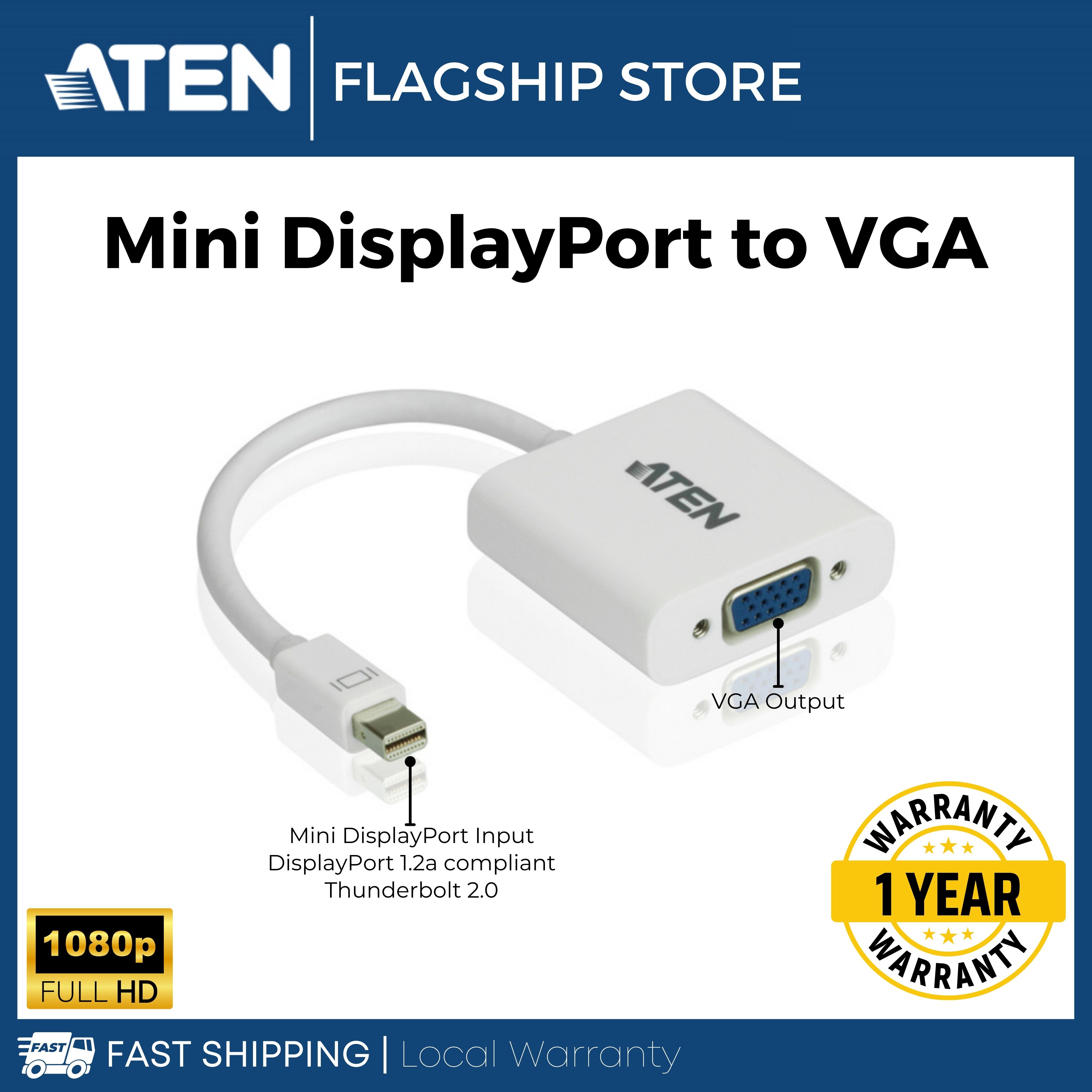 ATEN Mini DisplayPort to VGA Adapter Cable Converter for Desktop