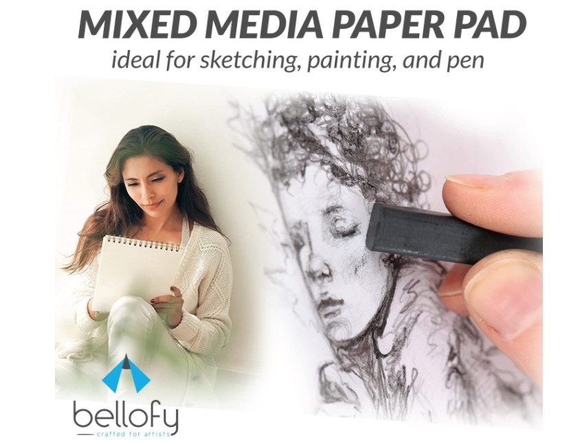 Bellofy Sketchbook Mixed Media 100 Sheet - 9x12 in Sketchpad - Multimedia  Use for Watercolor, Acrylic Drawing Paper for Artists & Kids - Ink Sketch