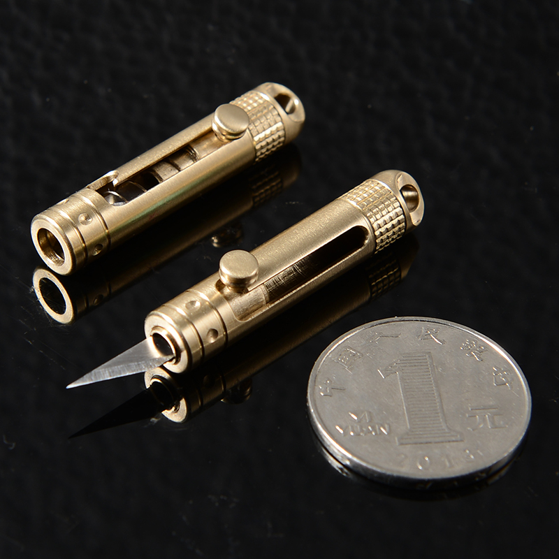 Express mini brass knife portable pocket knife push-pull automatic ...